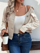 Plus Size Western Houndstooth Long Sleeve Jacket