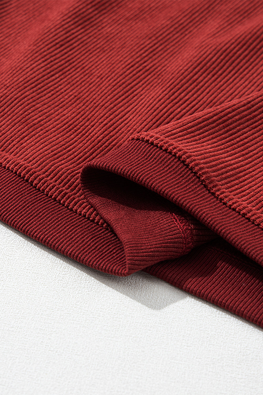 Racing Red Ribbed Corded Oversized Sweatshirt - SELFTRITSS
