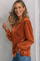 Notched Frill Detail Long Sleeve Blouse - SELFTRITSS