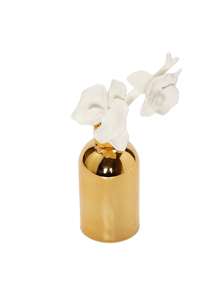 Gold Bottle Diffuser with Gold Cap/White Flower - SELFTRITSS