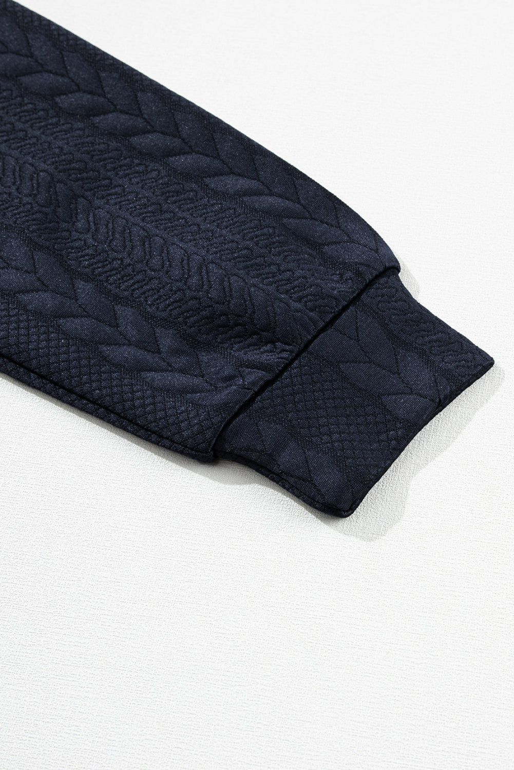 Navy Blue Zip up Cable Textured Sweatshirt - SELFTRITSS   