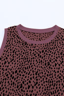 Fiery Red Leopard Print Round Neck Tank Top - SELFTRITSS