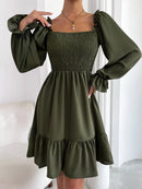 Flared Ruffle  Long Sleeve Dresses - SELFTRITSS   