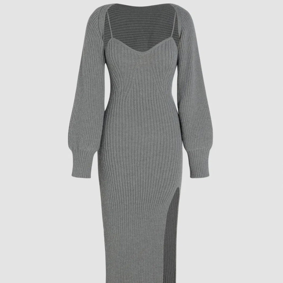 Petite Gray Sleeveless  Jumper Dress