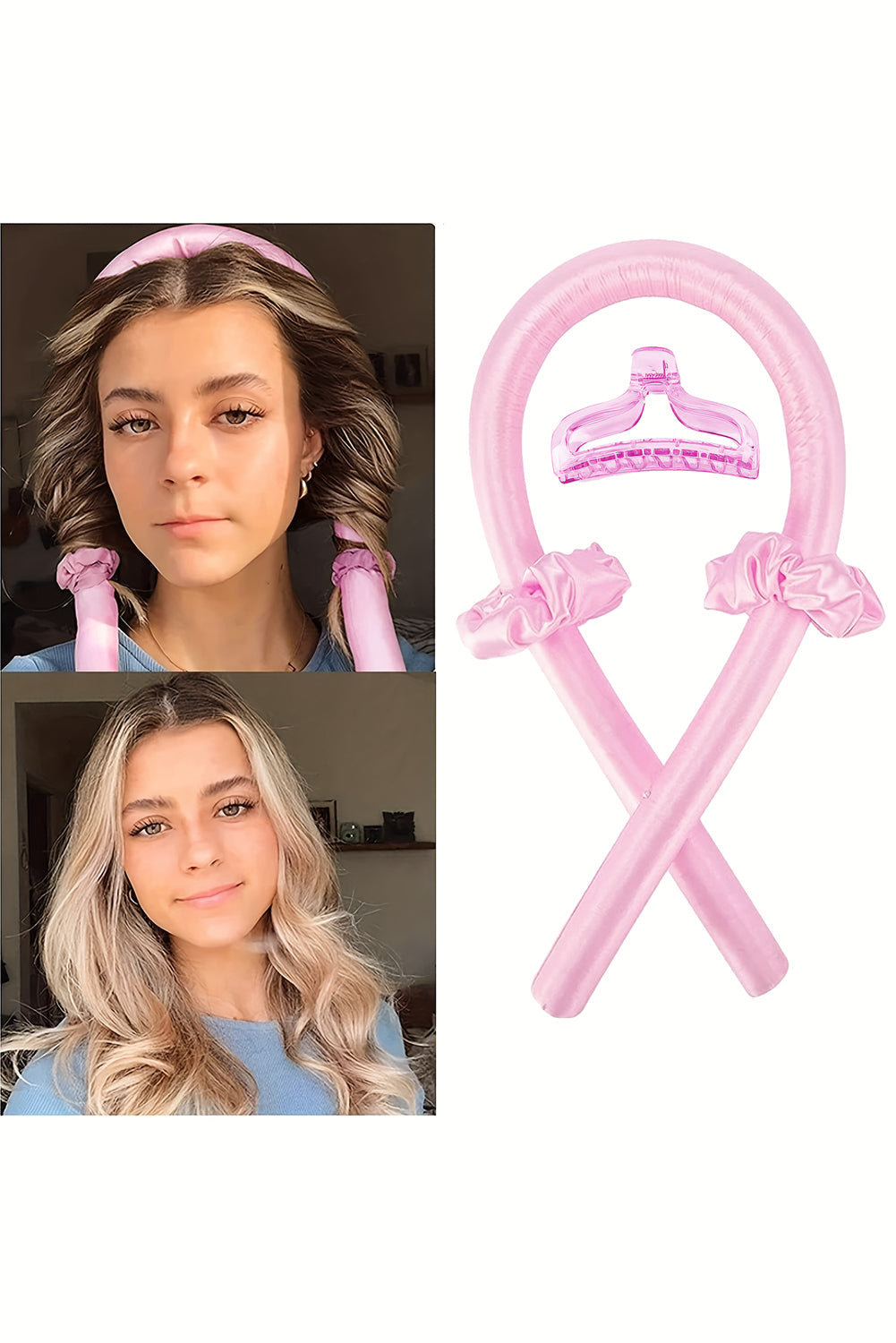 Pink Sponge Heatless Hair Curler Headband - SELFTRITSS