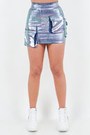 Blue Foil Cargo Skirt - SELFTRITSS   