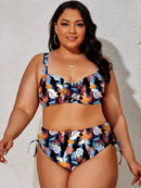 Plus Size Printed Wide Strap Two-Piece Swim Set - SELFTRITSS   