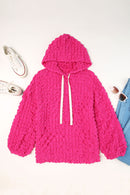 Rose Bubble Textured Waffle Hoodie - SELFTRITSS   