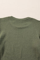 Jungle Green Contrast Ribbed Bishop Sleeve Top - SELFTRITSS