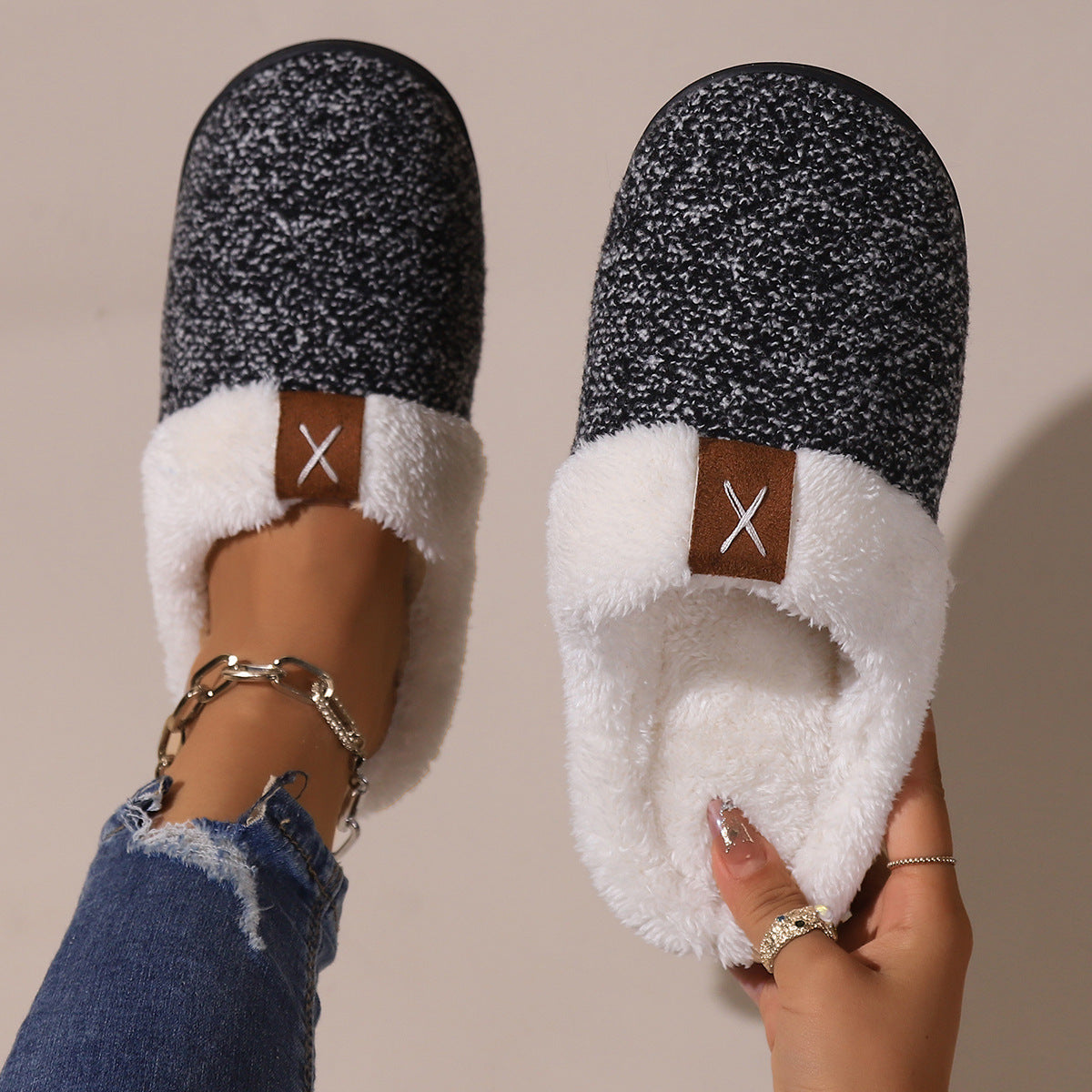 Winter warm lined slippers