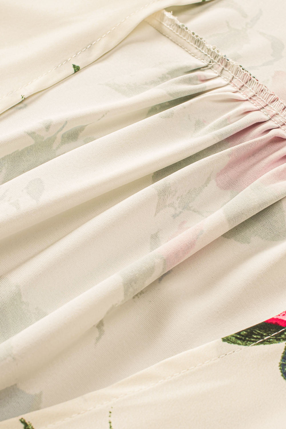 Beige Floral Print Scalloped Lace Splicing Kimono - SELFTRITSS