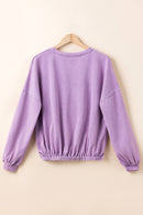 Wisteria Mineral Wash Drop Shoulder Casual Sweatshirt - SELFTRITSS