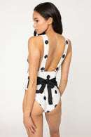 Marina West Swim Beachy Keen Polka Dot Tied Plunge One-Piece Swimsuit - SELFTRITSS