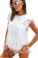 White Ruffled Lace Flowy Tank Top - SELFTRITSS