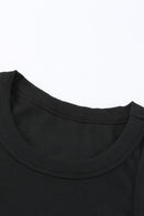 Solid Black Round Neck Ribbed Tank Top - SELFTRITSS