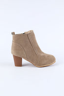 Faux Suede Size Zip Heeled Booties - SELFTRITSS