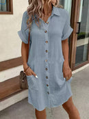 Summer Short Sleeve Shirt Loose Dress - SELFTRITSS   