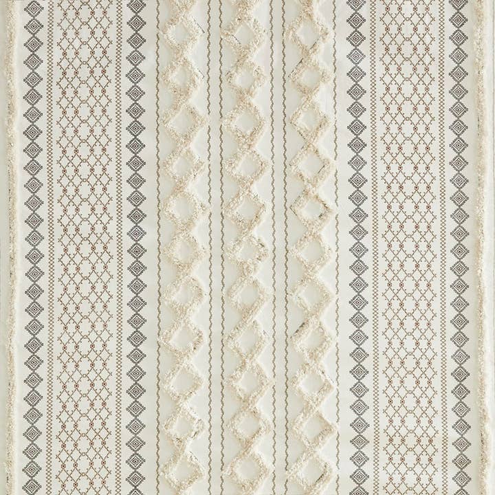 Aztec Chenille Tufted Shower Curtain, Ivory