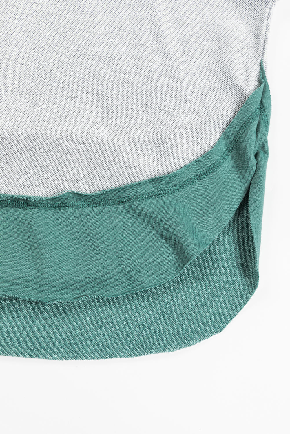 Laurel Green Exposed Seam Contrast Edge Notched Neck Sweatshirt - SELFTRITSS