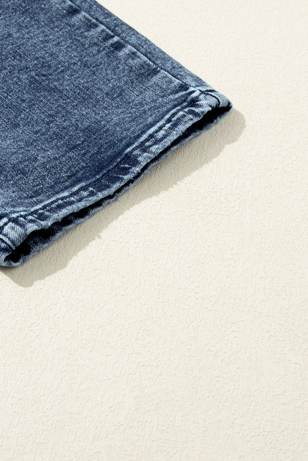 Navy Blue Light Wash Frayed Slim Fit High Waist Jeans - SELFTRITSS
