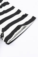 Black Stripe Print V Neck Maxi Dress with Side Splits - SELFTRITSS