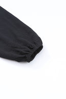 Black Smocked Square Neck Long Sleeve Wide Leg Jumpsuit - SELFTRITSS