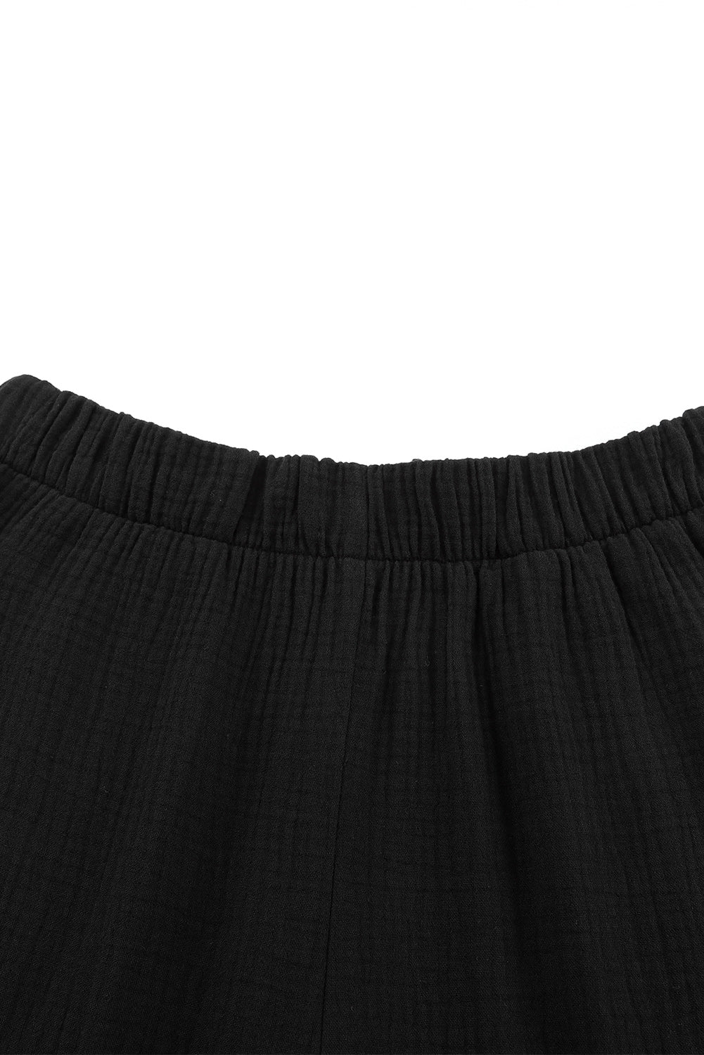 Black Textured High Waist Ruffled Bell Bottom Pants - SELFTRITSS