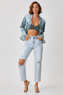 Button Up Ombre Washed Jacket - SELFTRITSS   