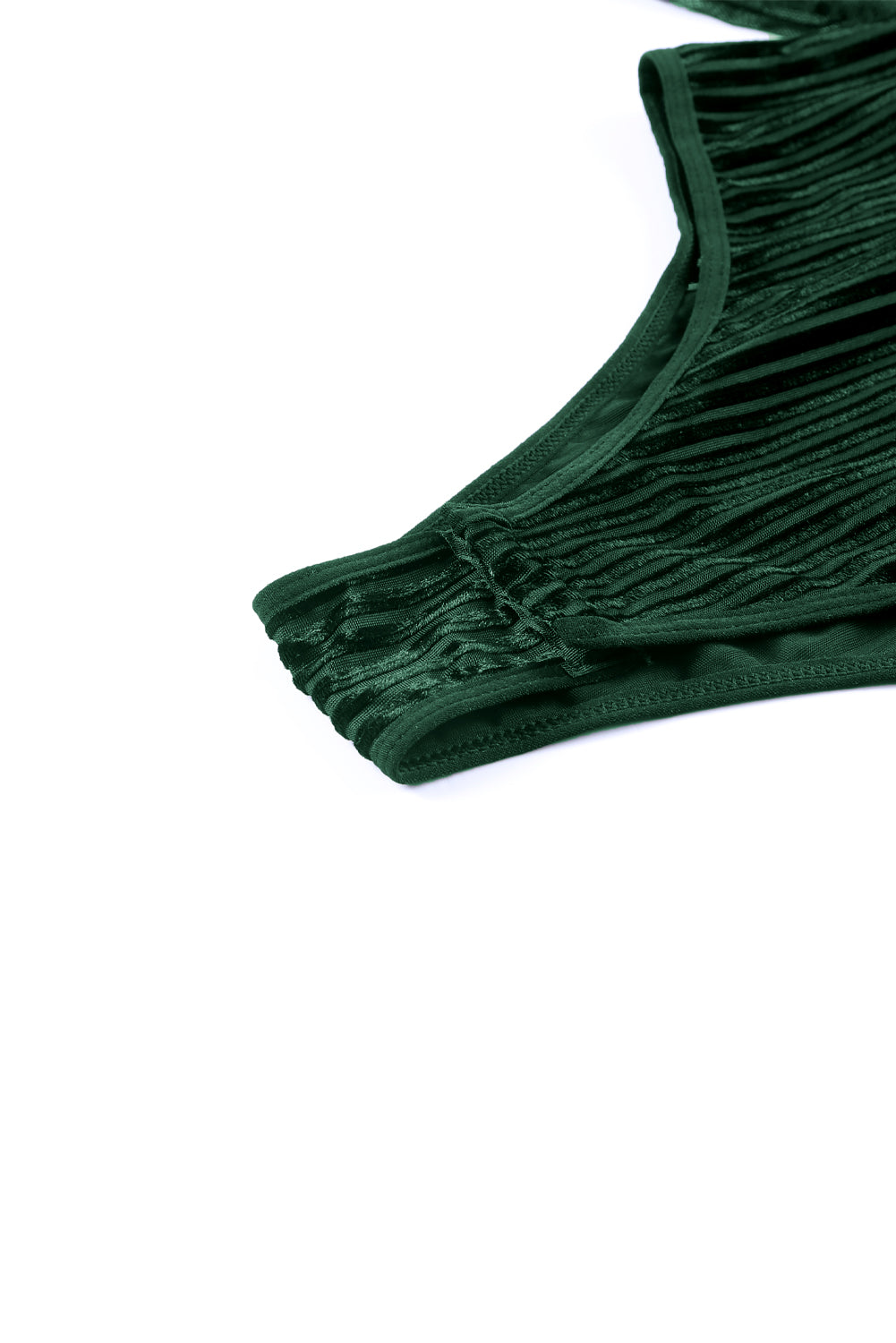 Green Sheer Dotty Long Sleeve Ribbed Velvet Bodysuit - SELFTRITSS