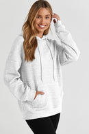 White Quilted Kangaroo Pocket Drawstring Hoodie - SELFTRITSS