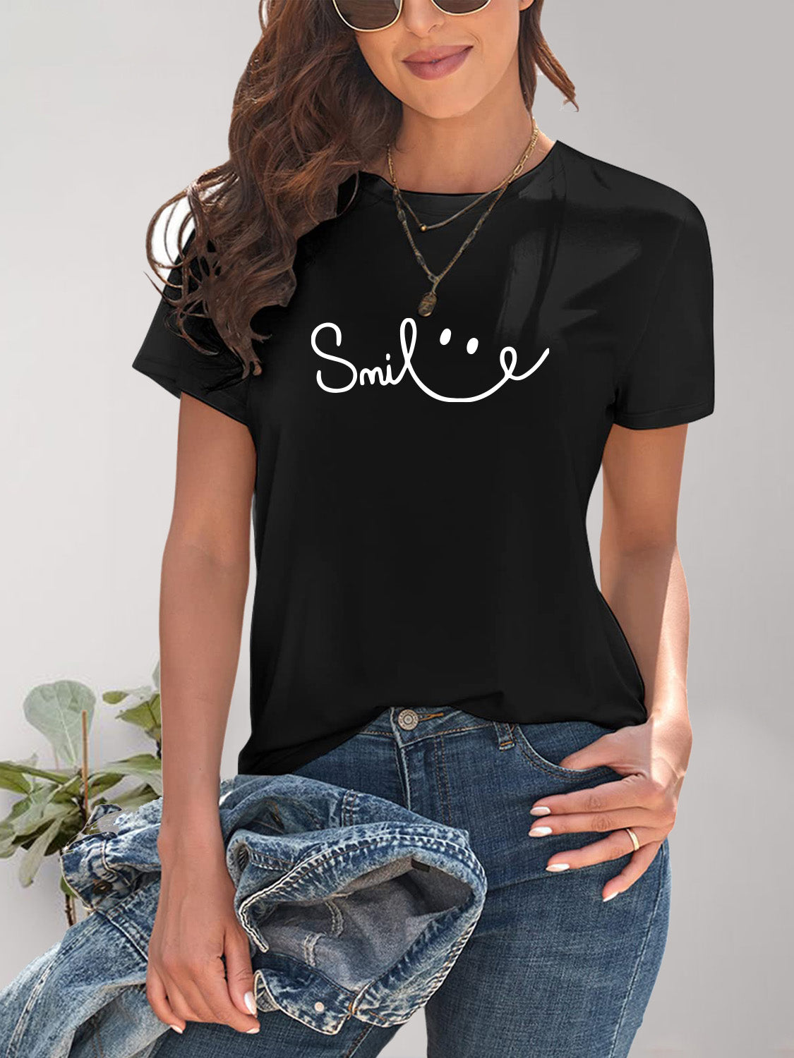SMILE Round Neck Short Sleeve T-Shirt - SELFTRITSS