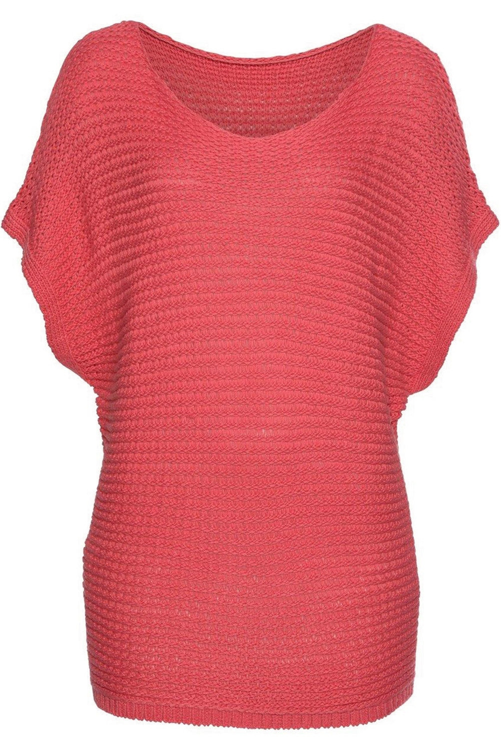 Red Clay Solid Loose Knit Short Dolman Sleeve Sweater - SELFTRITSS   