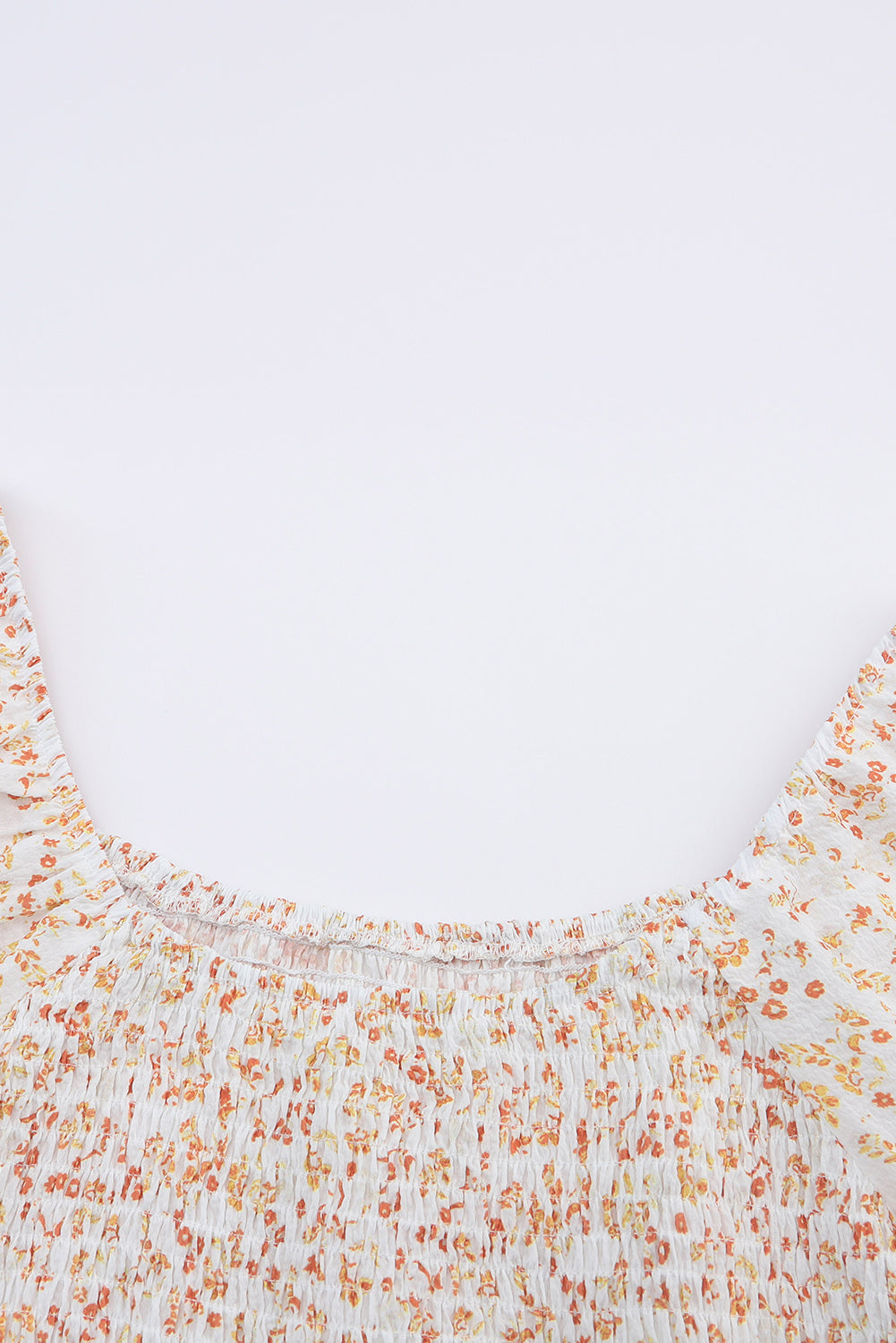 Apricot Boho Floral Smocked Puff Sleeve Mini Dress - SELFTRITSS