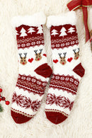 Fiery Red Cartoon Santa Claus Christmas Fleece Socks - SELFTRITSS