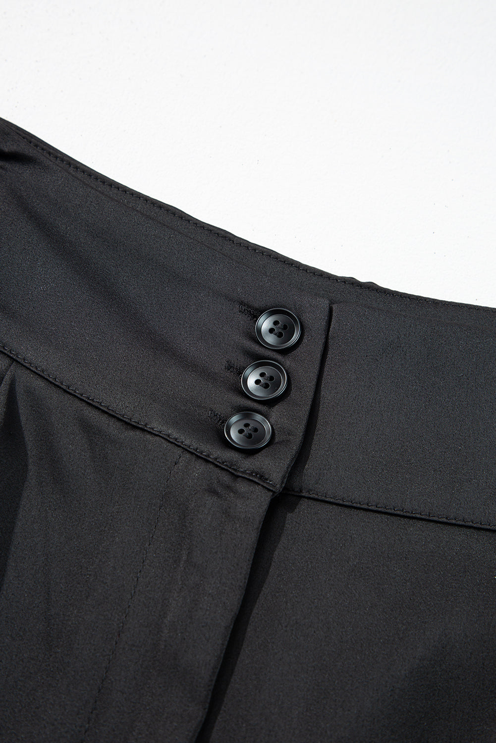 Black Button High Waist Tapered Pants
