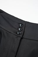 Black Button High Waist Tapered Pants