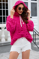 Rose Bubble Textured Waffle Hoodie - SELFTRITSS   