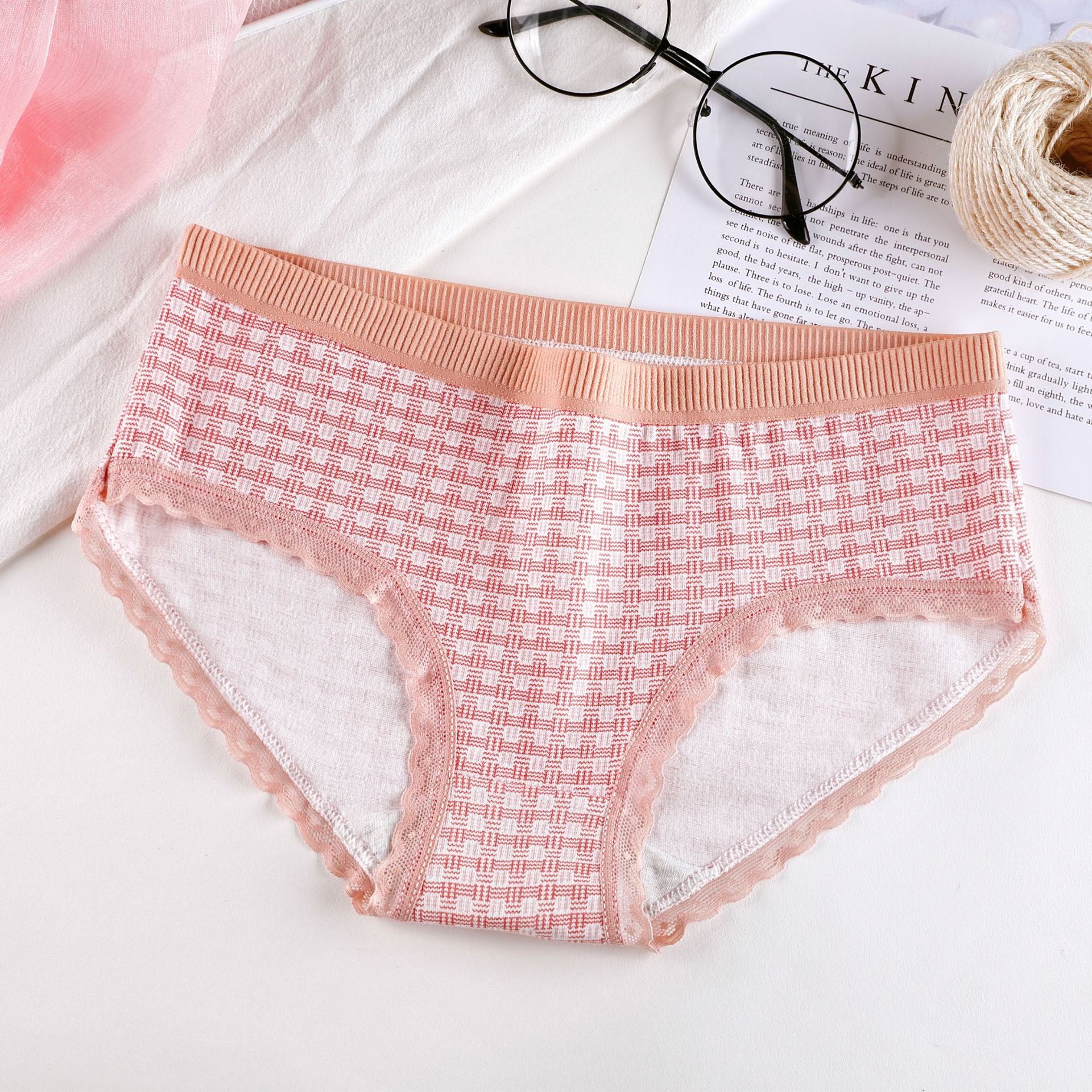 Plaid Printed Cotton Period Underwear For Women (4 PACK) - SELFTRITSS   