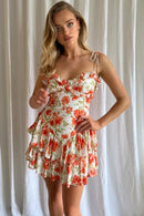 Floral Printed Tiered Mini Dress - SELFTRITSS