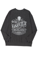 Black NASHVILLE MUSIC CITY Corded Graphic Sweatshirt - SELFTRITSS