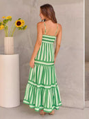 Summer Striped Printed Suspender Long Dress With Pockets - SELFTRITSS   