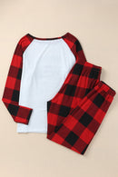 Fiery Red Plaid Merry Christmas Graphic Loungewear Set - SELFTRITSS