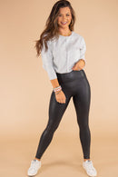 Black Faux Leather Skinny Leggings - SELFTRITSS   