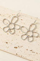 Silvery Alloy Hollowed Flower Hook Earrings - SELFTRITSS   