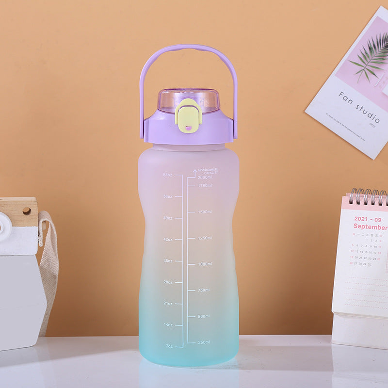Gradient Color Portable Large Water Bottle 2L