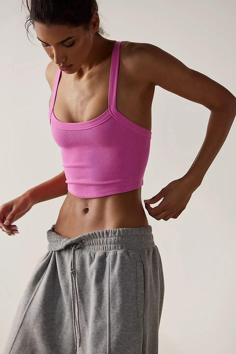 Bonbon Athletic Ribbed Cropped Cami Top - SELFTRITSS