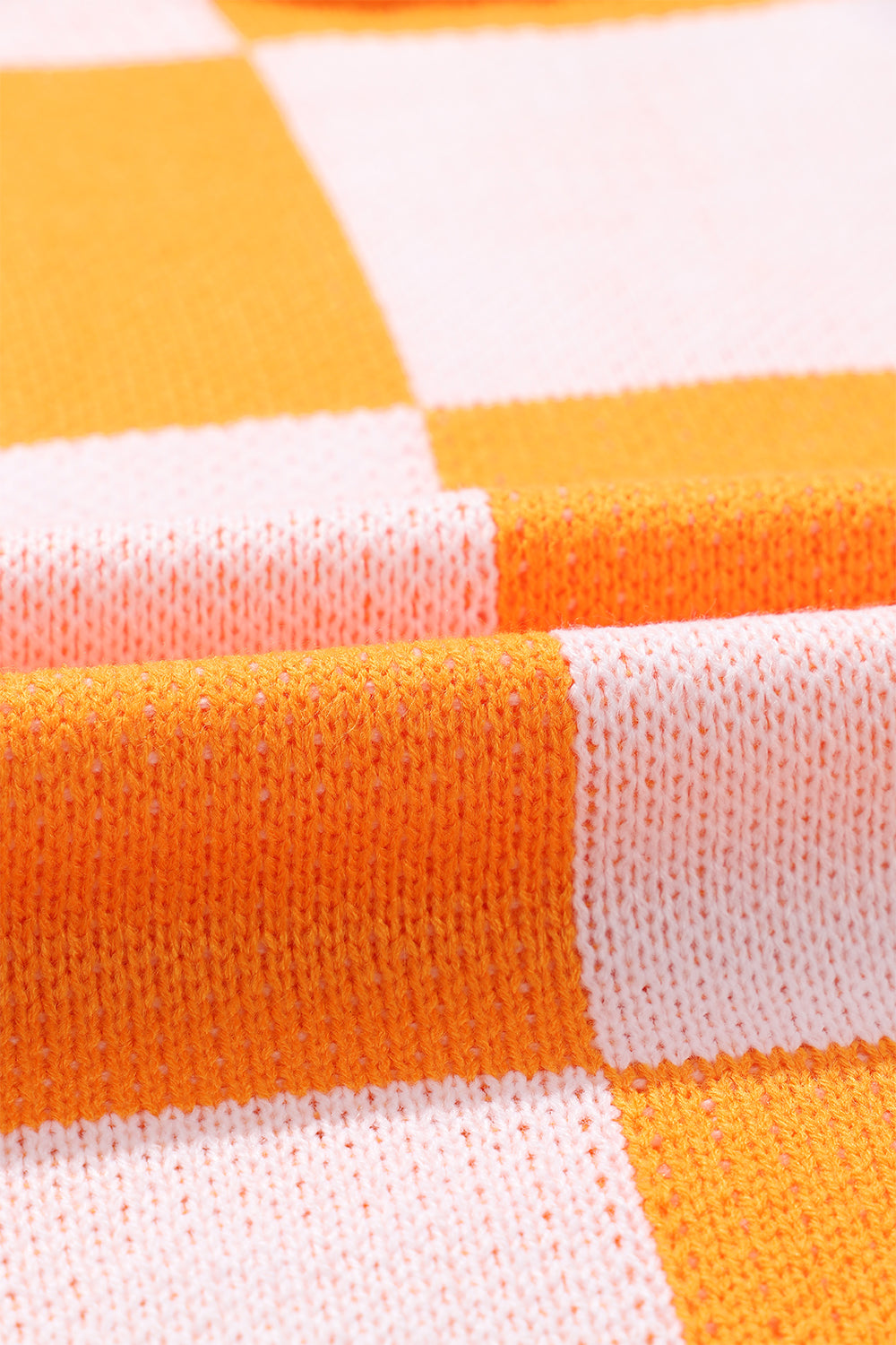 Orange Checkered Bishop Sleeve Sweater - SELFTRITSS   