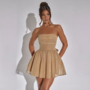 Tube Top Lace Dress With Back Bow-knot - SELFTRITSS   