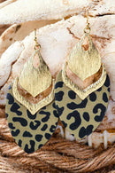 Leopard Hollow Out Leave Shape Drop Earrings - SELFTRITSS   