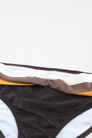 Brown Gradient Color Block Push Up Bikini Swimwear - SELFTRITSS